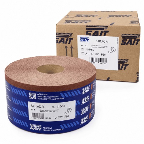 SAIT Rollo Papel Abrasivo 115 mm x 50 m Madera Masilla Pintura