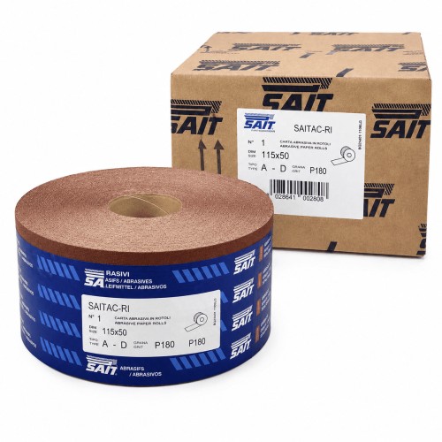 SAIT Rollo Papel Abrasivo 115 mm x 50 m Madera Masilla Pintura