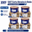 SAIT Rollo Papel Abrasivo 115 mm x 50 m Madera Masilla Pintura