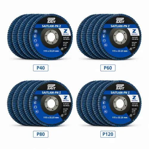 5 Discos de Láminas SAIT SAITLAM-PN Z 115x22,23 mm Zirconio Metal