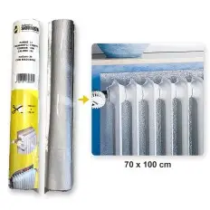 Pannello termoriflettente per termosifoni 70x100 cm: il rotolo dai due lati e montato dietro il termosifone 2