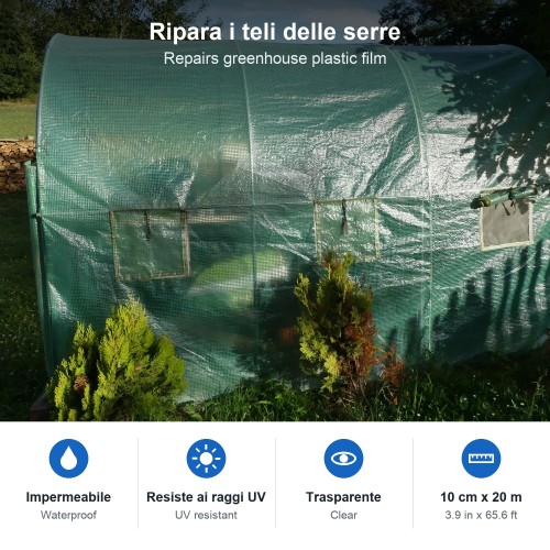 Impermeabile, resistente ai raggi UV, trasparente, 10 cm x 20 m