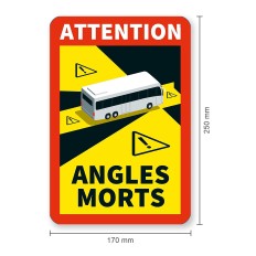 Autocolante ângulo morto camião e autocarro – modelo francês Angles morts 250x170 mm, PVC adesivo ou alumínio 2