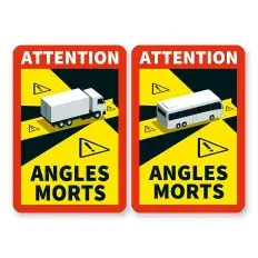 Autocollant angles morts camion et bus – modèle français 250x170 mm, PVC adhésif ou aluminium
