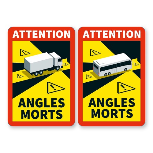 Toter-Winkel-Aufkleber für Lkw und Bus – französisches Modell Angles morts 250x170 mm, PVC-Aufkleber oder Aluminium