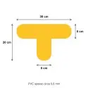 Yellow T marker dimensions: 30 x 20 cm, 8 cm wide arms