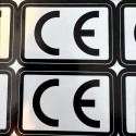 CE labels 57x40 mm in white laminated vinyl