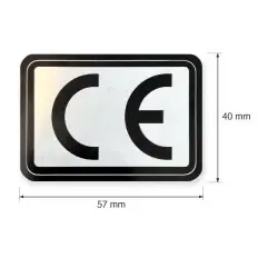 CE-Aufkleber 57x40 mm aus weißem laminiertem Vinyl 2