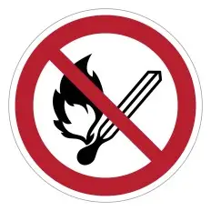 Verbotszeichen P003 „Feuer, offene Zündquelle und Rauchen...