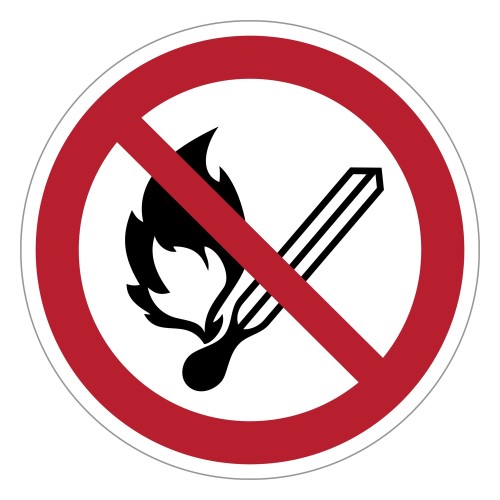Panneau adhésif ISO 7010 P003 « Flamme nue...