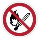 Cartelli di divieto ISO 7010 "Vietato fumare e usare fiamme libere" - P003