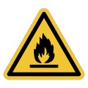 Panneau adhésif ISO 7010 W021 « Matières inflammables » – 50 ou 100 mm