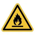 Señal de advertencia ISO 7010 W021 – Materias inflamables – adhesiva 50/100 mm