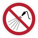 Verbotszeichen P016 „Mit Wasser spritzen verboten“ – ISO 7010, Aufkleber 50/100 mm