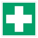 Panneau adhésif ISO 7010 E003 « Premiers secours » – 200 × 200 mm