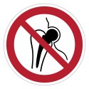 ISO 7010 P014 No access for people with metallic implants – self-adhesive sign, 50/100 mm