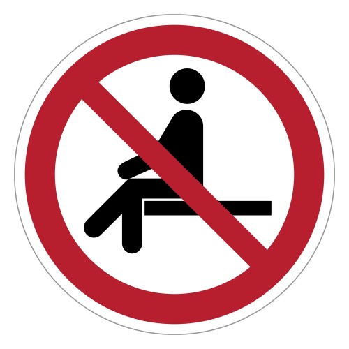 ISO 7010 P018 No sitting – self-adhesive sign,...