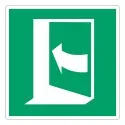 Sinal de emergência ISO 7010 E022 – Porta de emergência com abertura à esquerda – autocolante 200 × 200 mm