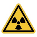 Warnzeichen W003 „Warnung vor radioaktiven Stoffen/ionisierender Strahlung“ – ISO 7010, Aufkleber 50/100 mm