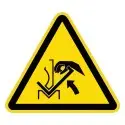 Sinal de perigo ISO 7010 W031 – Perigo de esmagamento da mão entre quinadeira e peça – autocolante 50/100 mm