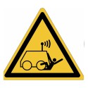 Señal de advertencia ISO 7010 W037 – Atropello por vehículos teledirigidos – adhesiva 50/100 mm