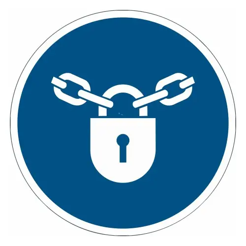 Panneau adhésif ISO 7010 M028 « Verrouillage...