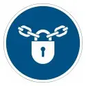 Panneau adhésif ISO 7010 M028 « Verrouillage obligatoire » – 50 ou 100 mm