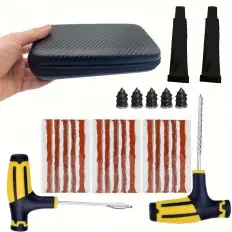 Kit de reparação de pneus tubeless 25 peças com estojo, mechas, cola e ferramentas