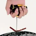 Inserting a plug strip into a tubeless tyre with the T-handle needle