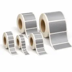 Silver scratch-off labels, rectangular, self-adhesive PVC