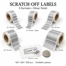 Silver scratch-off labels, rectangular, self-adhesive PVC 2