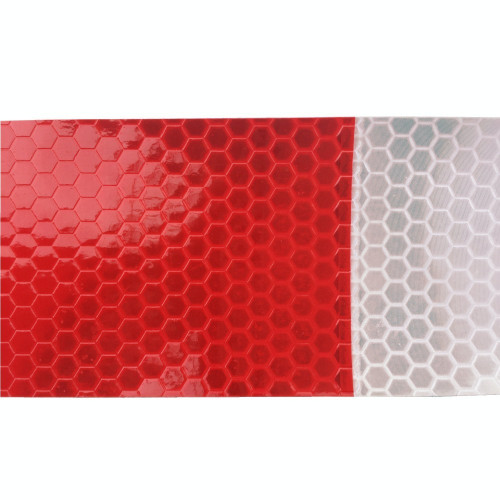 Reflective Red/White hazard warning tape - 50mm Best Price