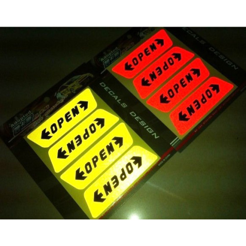 Reflective safety car door stickers, with "OPEN" writing Best