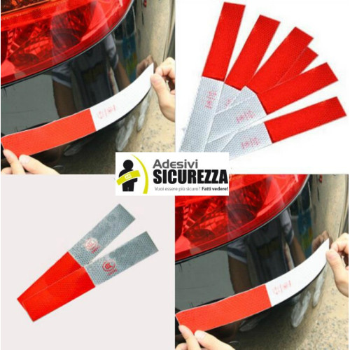 Faixas autocolantes refletivas branca e vermelha realizadas com