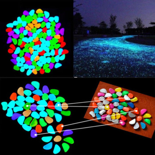 Multicolour phosphorescent resin pebbles that glow in the dark