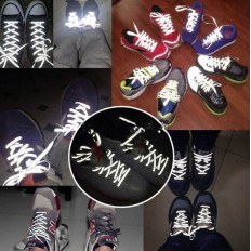Cordones de zapatos de reflectantes negro / plata Mejor precio 2