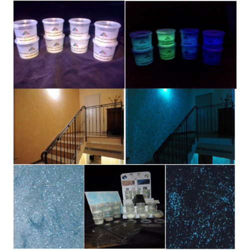 Additif en granules de verre phosphorescent à base colorée qui