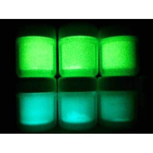 Additif en granules de verre phosphorescent à base colorée qui