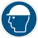 Placa de simbolo internacional IS0 7010 - Use Capacete De