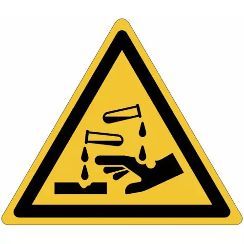 ISO 7010 General Warning Sign for "Caustic materials" W023