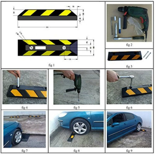 Rubber reflective parking wheel stop for commercial and