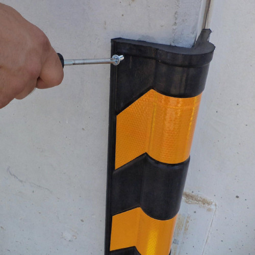 Black and yellow Chevron reflective rubber corner protector for