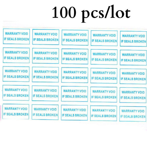 100 "Warranty void" Adhesive anti-tampering labels - 10x20mm