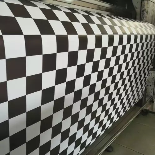 Shiny Black and White Checkered Car Wrap decorative vynil film