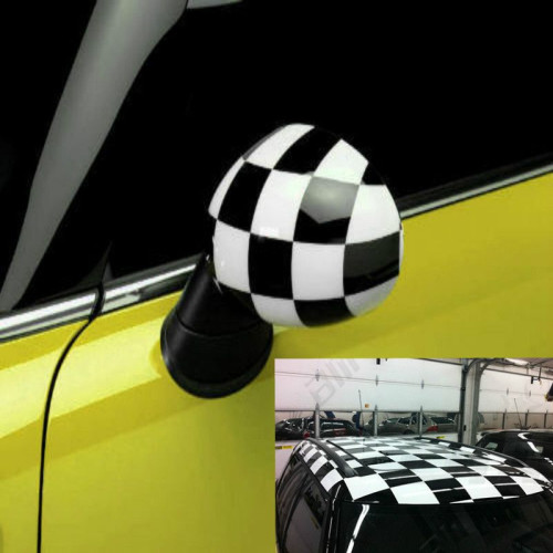 Shiny Black and White Checkered Car Wrap decorative vynil film