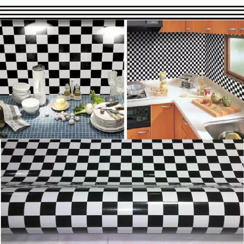 Pellicola adesiva con bandiera a scacchi bianco/nero per