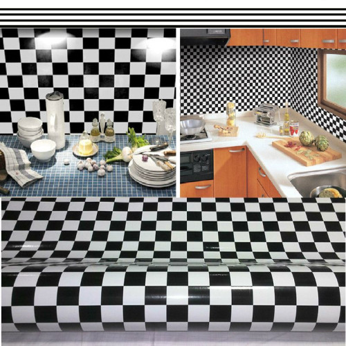 Shiny Black and White Checkered Car Wrap decorative vynil film