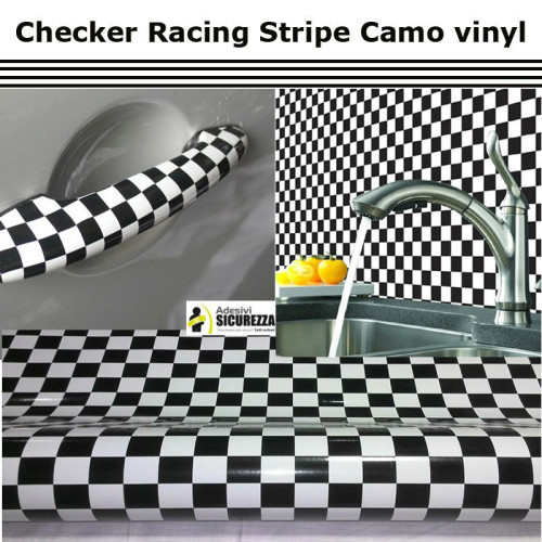 Shiny Black and White Checkered Car Wrap decorative vynil film