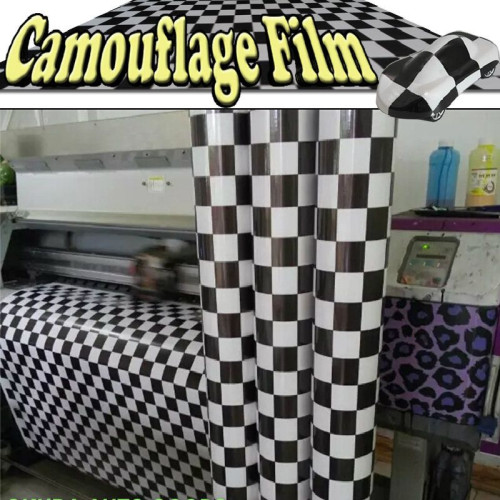 Shiny Black and White Checkered Car Wrap decorative vynil film