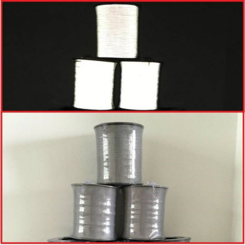 Nastro da cucire in PET rifrangente silver - 100mt x 2mm